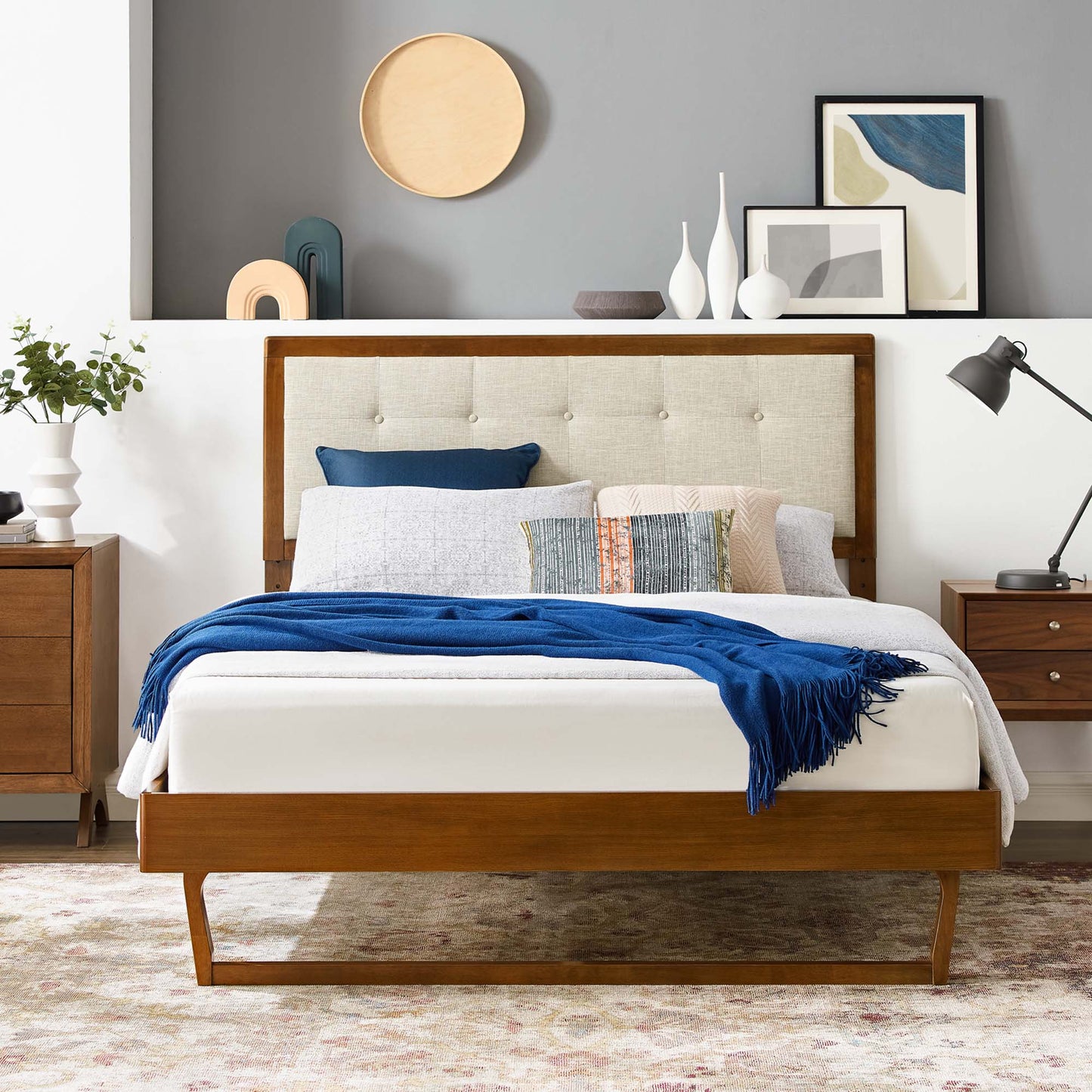 Willow Wood Platform Bed With Splayed Legs and Angular Frame by Modway