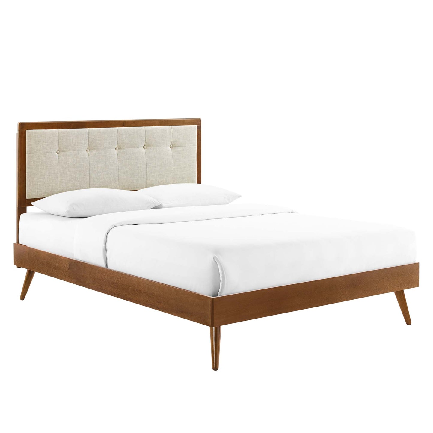 Willow Wood Full Platform Bed With Splayed Legs by Modway MOD-6637-WAL-BEI