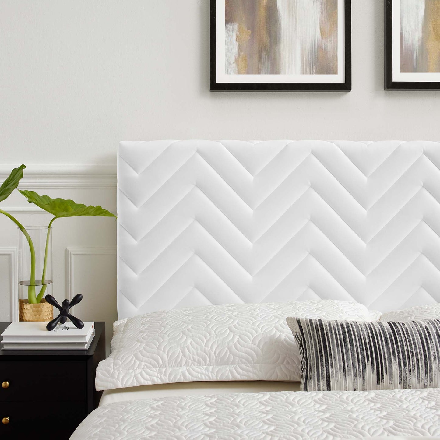 Mercy Chevron Tufted Performance Velvet Twin Headboard by Modway MOD-6658-WHI