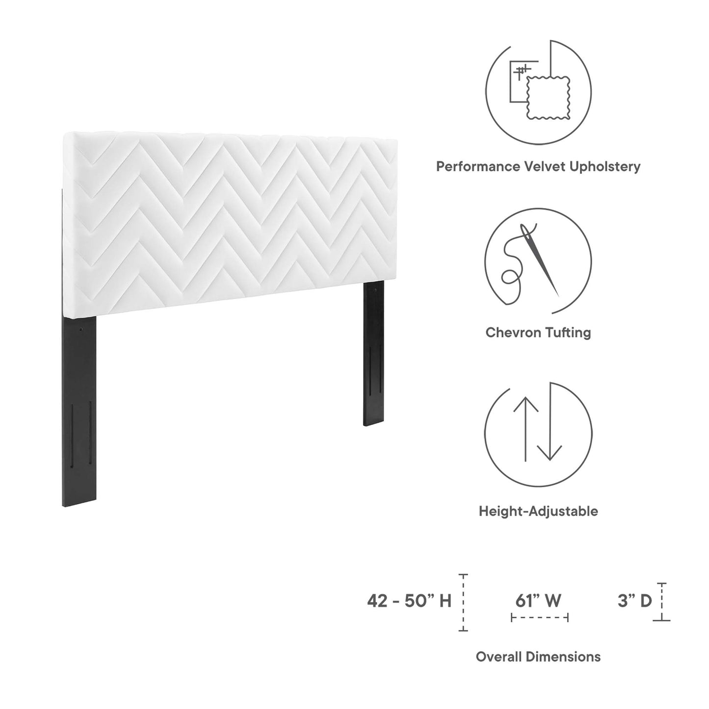 Mercy Chevron Tufted Performance Velvet Full/Queen Headboard by Modway MOD-6659-WHI