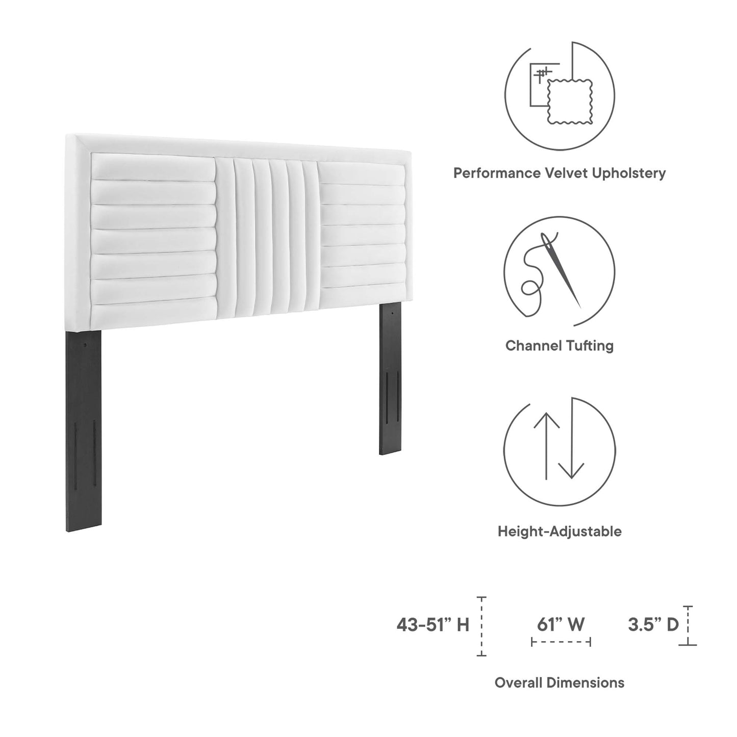 Believe Channel Tufted Performance Velvet King/California King Headboard by Modway MOD-6666-WHI