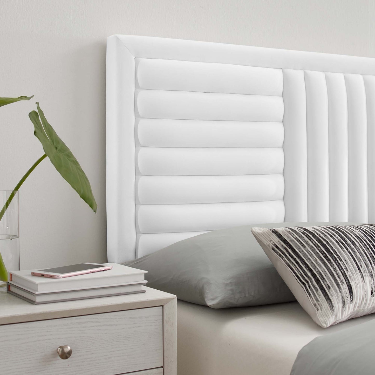 Believe Channel Tufted Performance Velvet King/California King Headboard by Modway MOD-6666-WHI