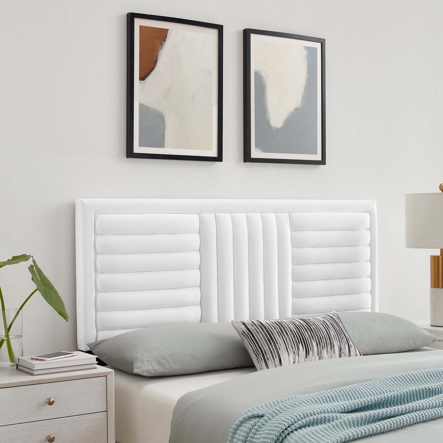 Believe Channel Tufted Performance Velvet King/California King Headboard by Modway MOD-6666-WHI
