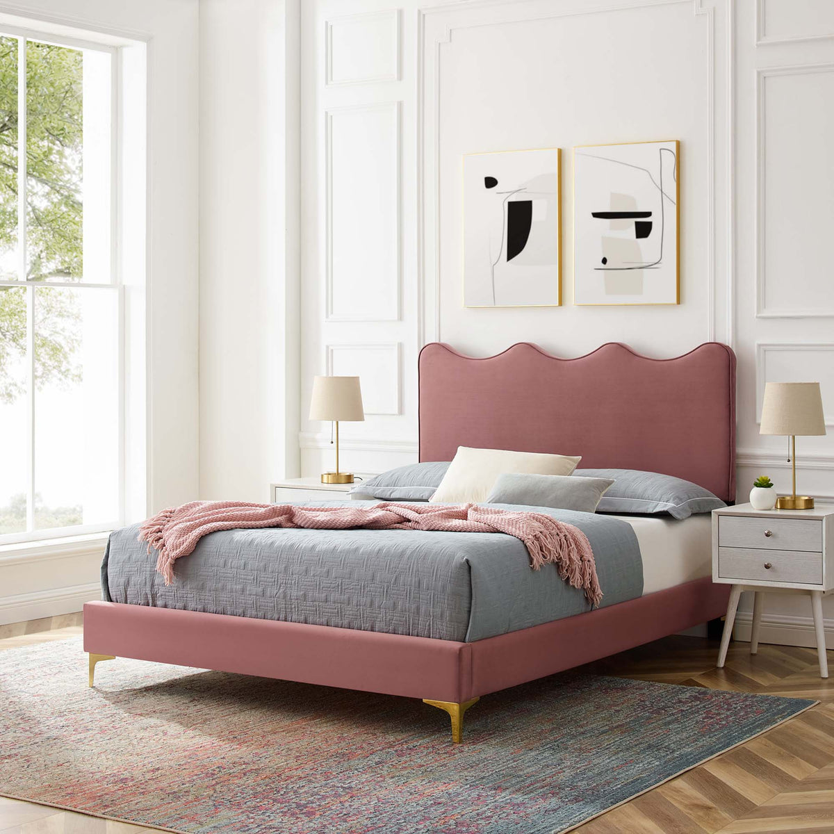 Current Performance Velvet Full Platform Bed by Modway