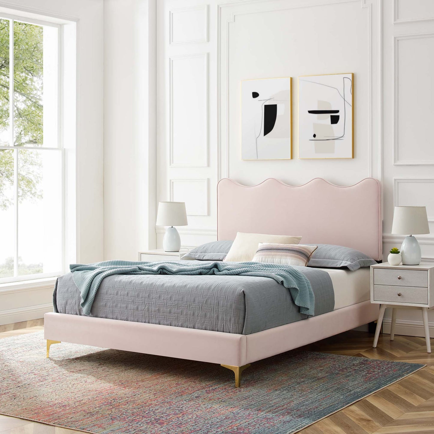 Current Performance Velvet Full Platform Bed by Modway MOD-6730-PNK