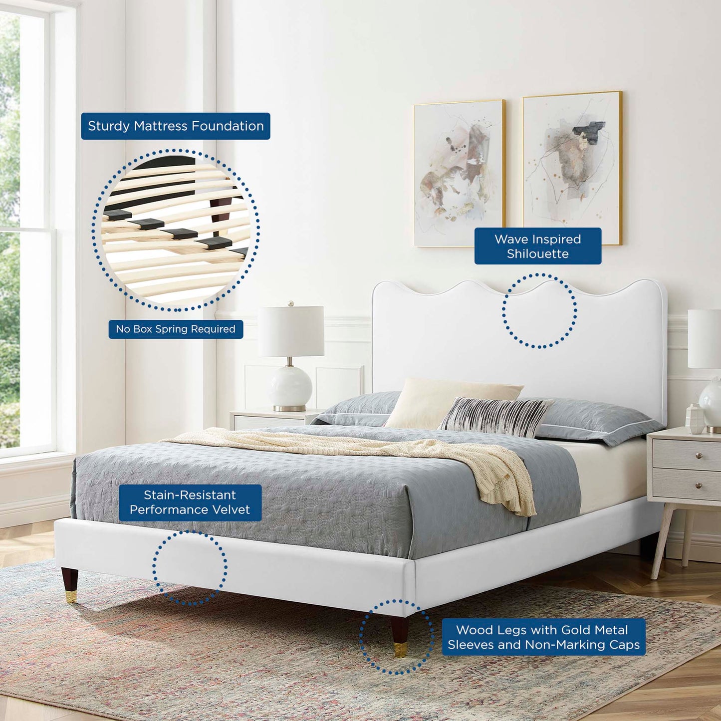 Current Performance Velvet Full Platform Bed