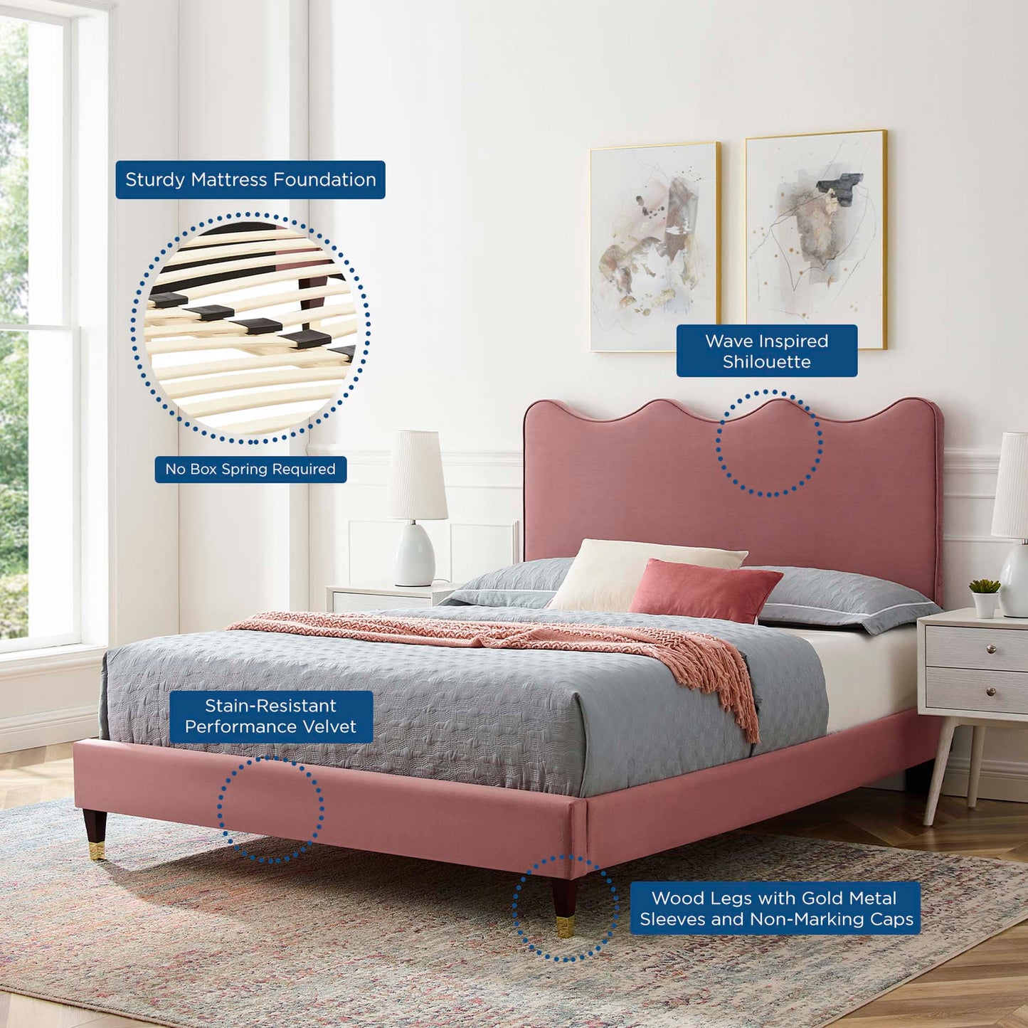 Current Performance Velvet Queen Platform Bed by Modway MOD-6734-DUS
