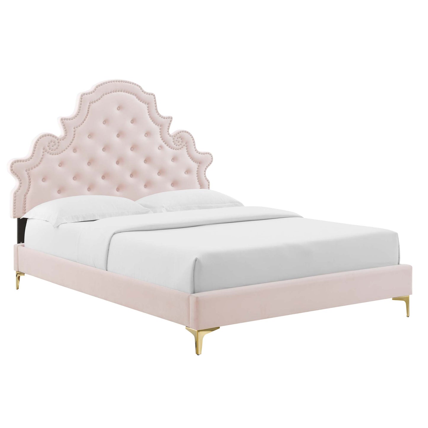 Gwyneth Tufted Performance Velvet Queen Platform Bed by Modway MOD-6751-PNK