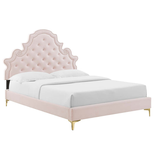 Gwyneth Tufted Performance Velvet Queen Platform Bed by Modway