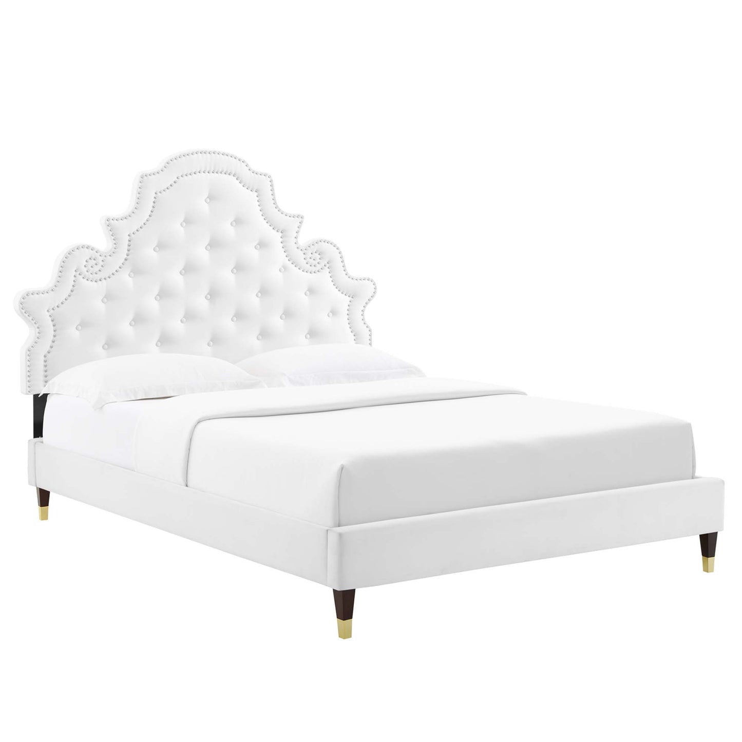 Gwyneth Tufted Performance Velvet Queen Platform Bed by Modway MOD-6752-WHI