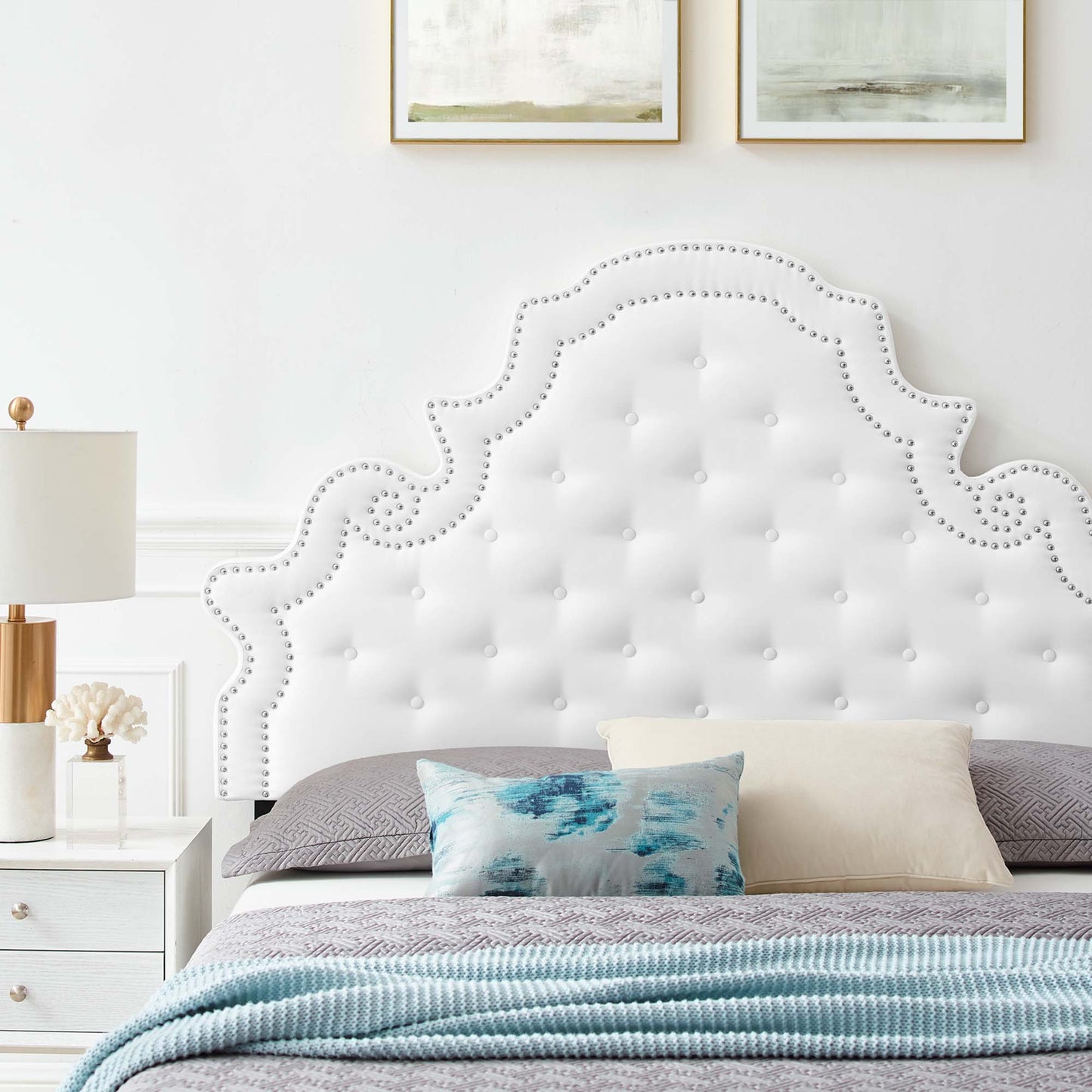 Gwyneth Tufted Performance Velvet Queen Platform Bed by Modway MOD-6752-WHI