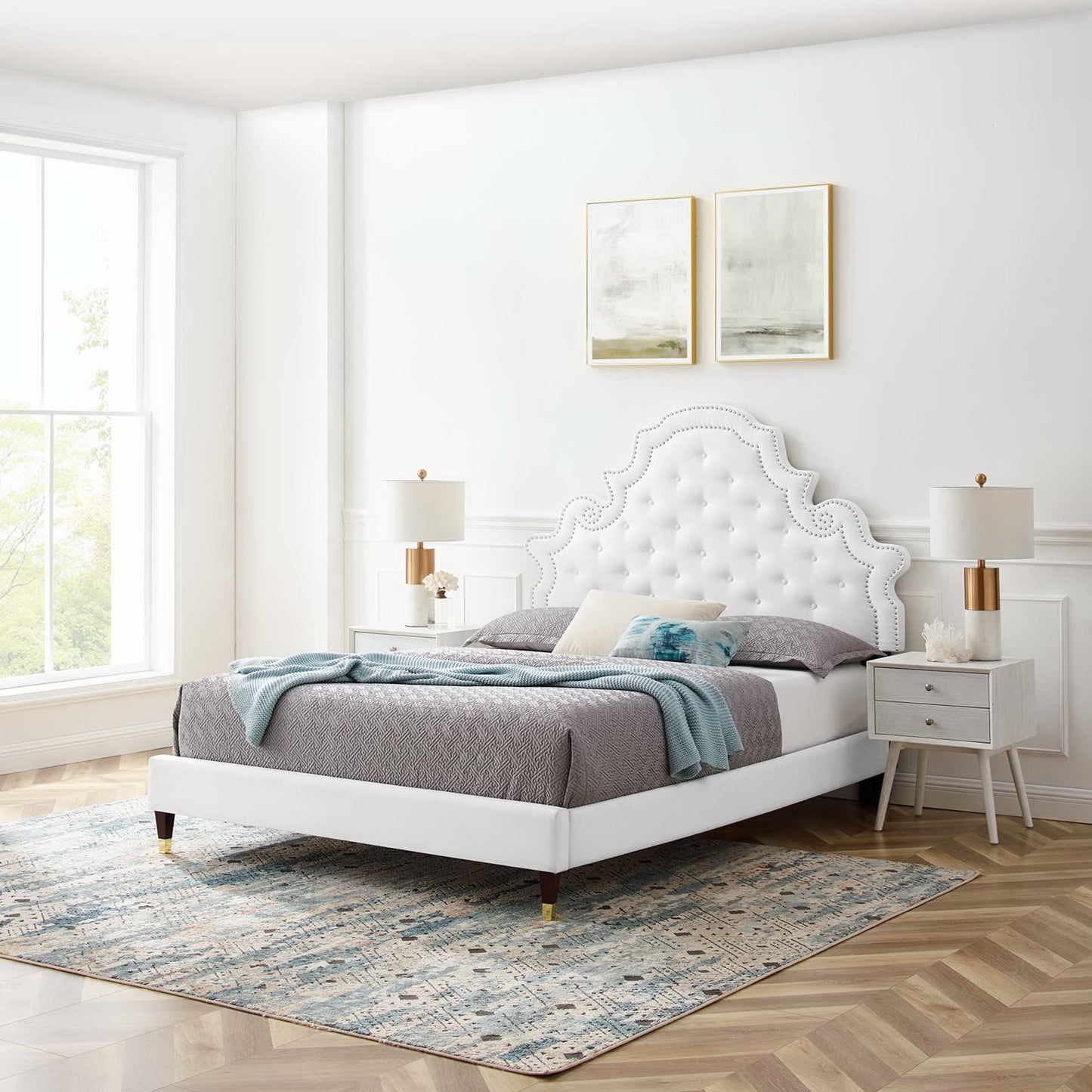 Gwyneth Tufted Performance Velvet Queen Platform Bed by Modway MOD-6752-WHI