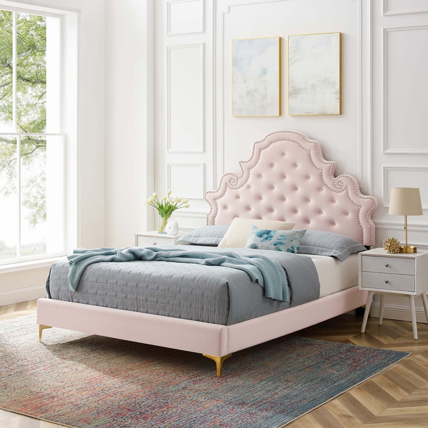 Gwyneth Tufted Performance Velvet Full Platform Bed by Modway MOD-6757-PNK