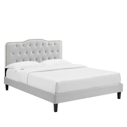 Amber Tufted Performance Velvet King Platform Bed by Modway MOD-6786-LGR