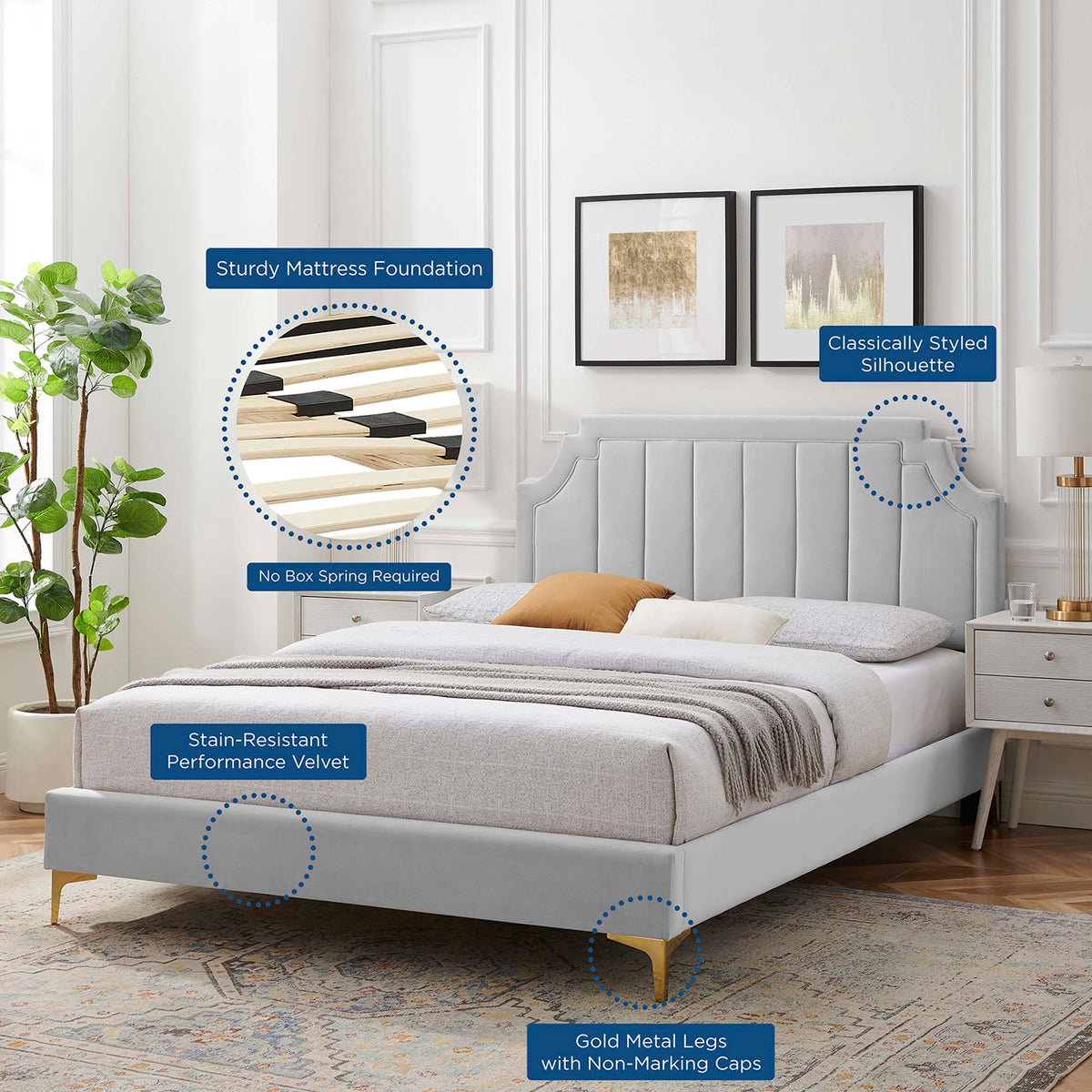 Sienna Performance Velvet Full Platform Bed by Modway
