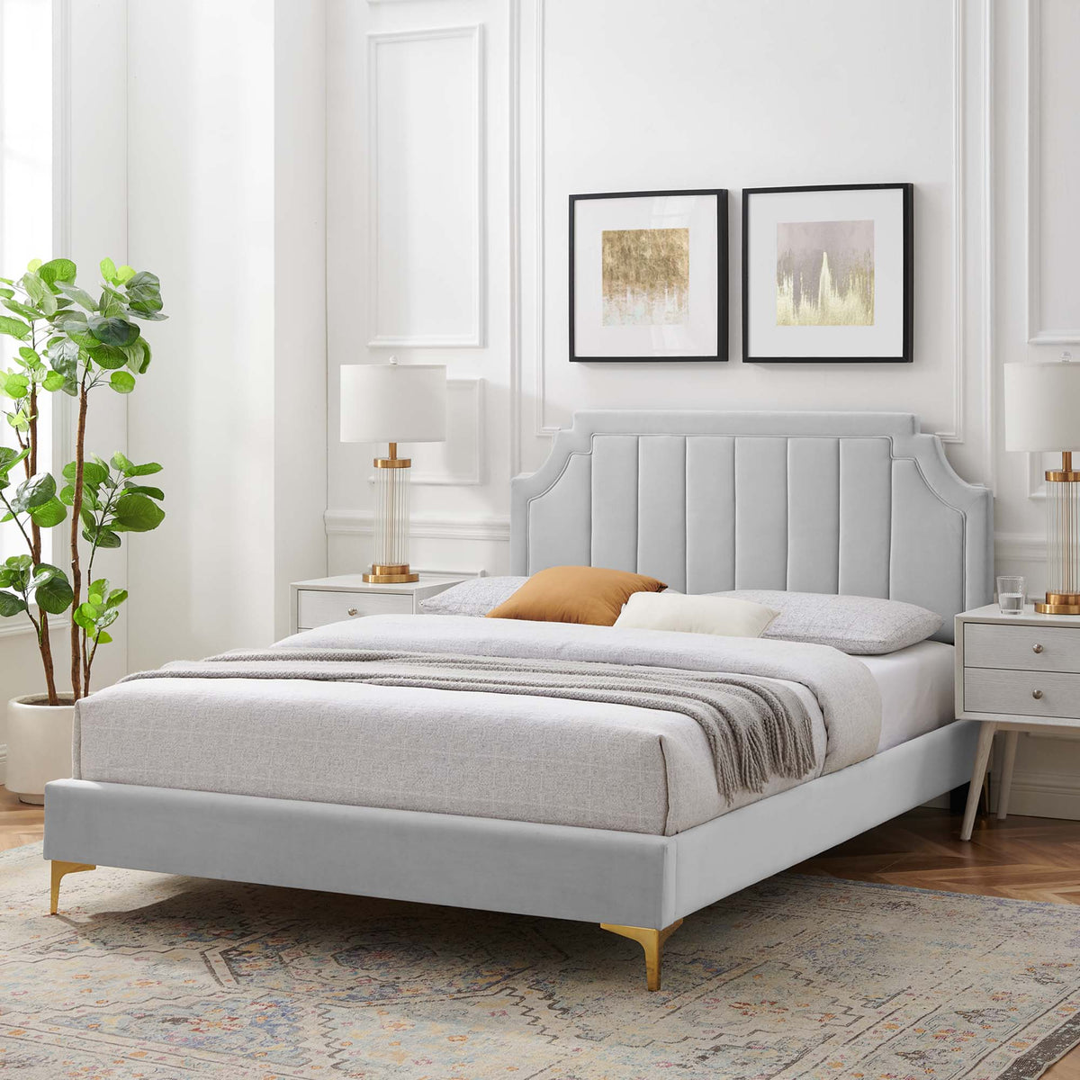 Sienna Performance Velvet Full Platform Bed by Modway