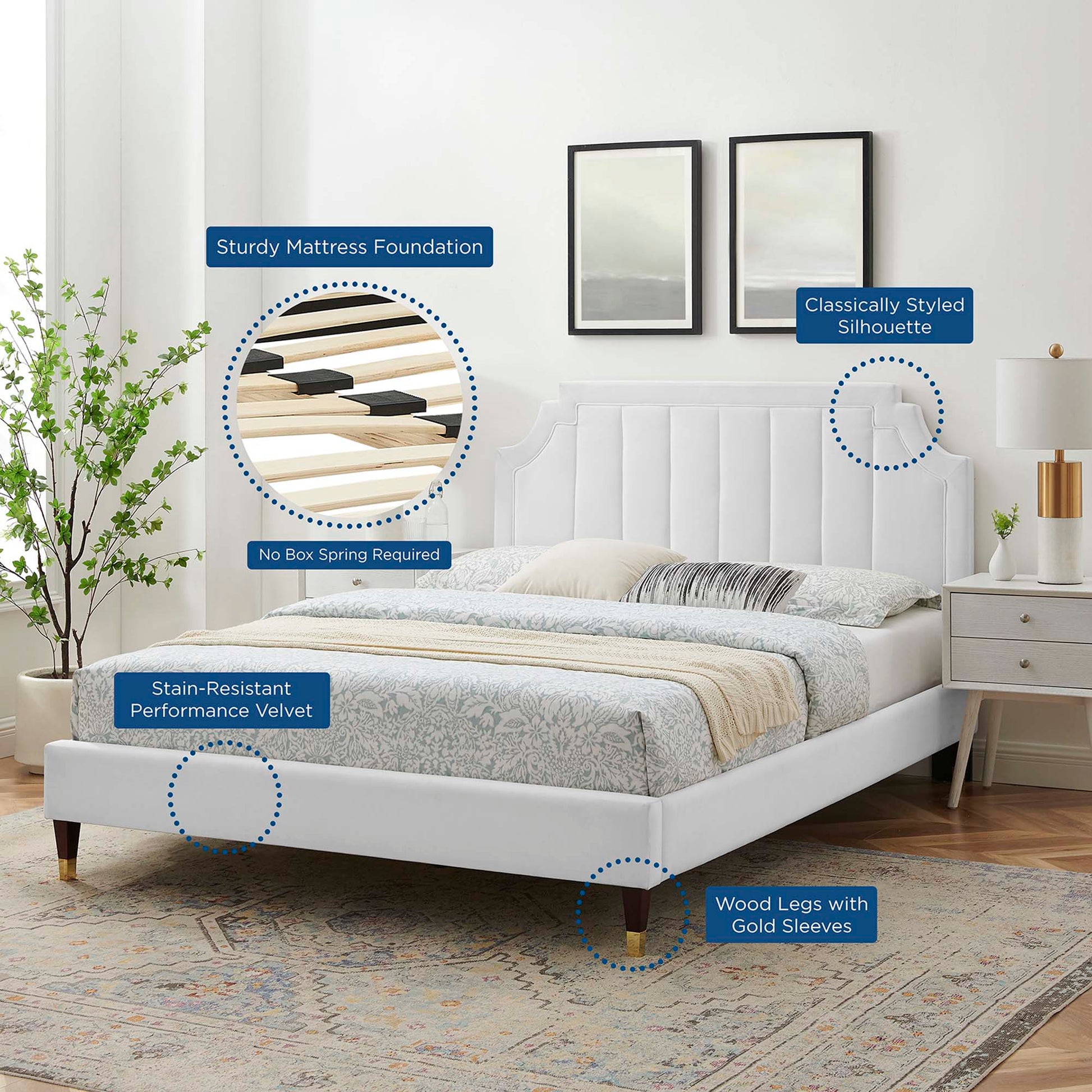 Sienna Performance Velvet Full Platform Bed by Modway