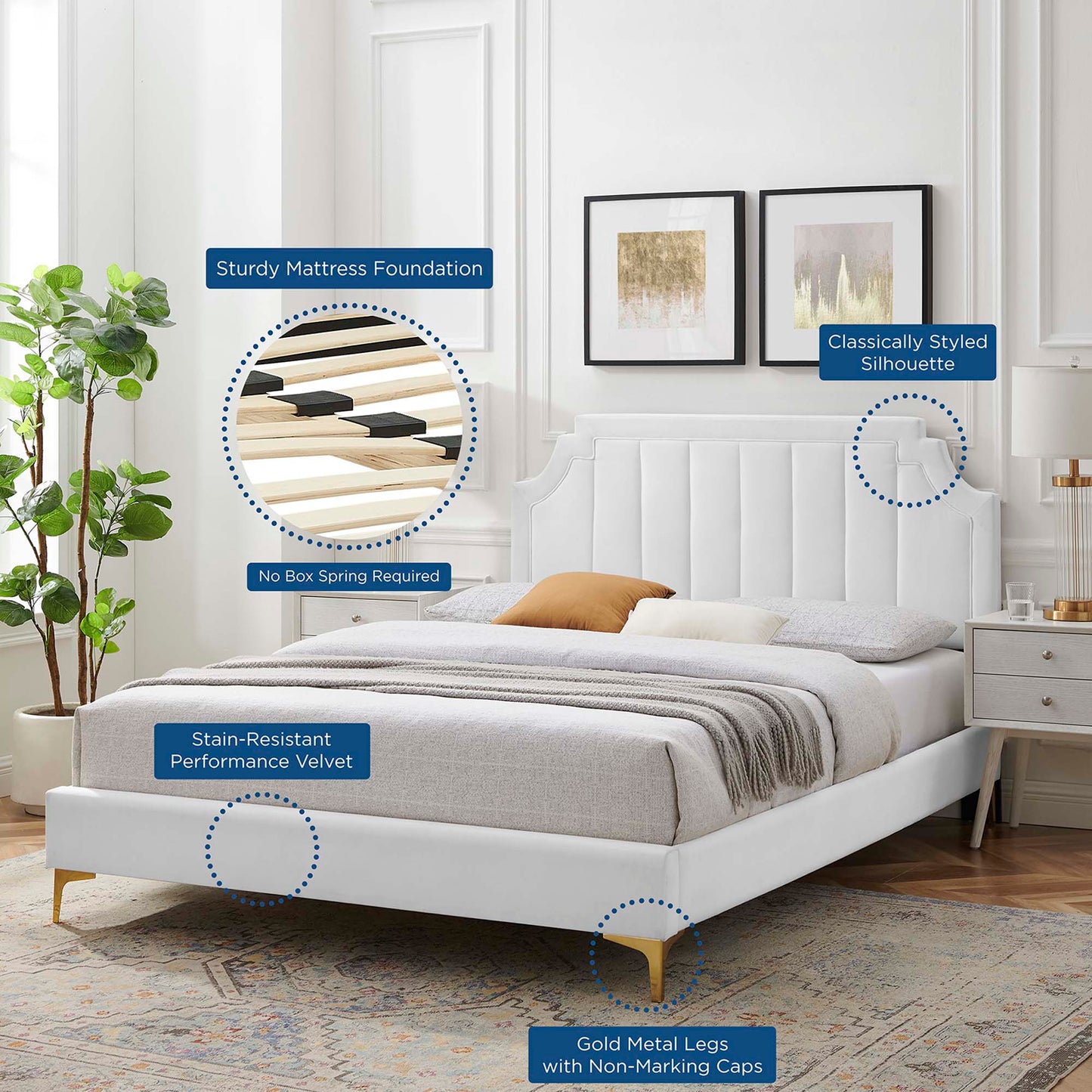 Sienna Performance Velvet King Platform Bed by Modway