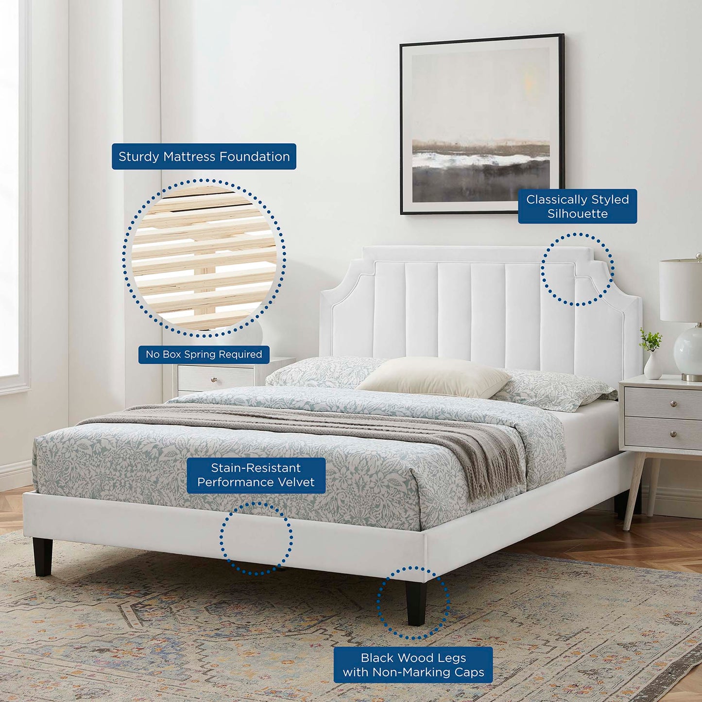 Sienna Performance Velvet King Platform Bed by Modway
