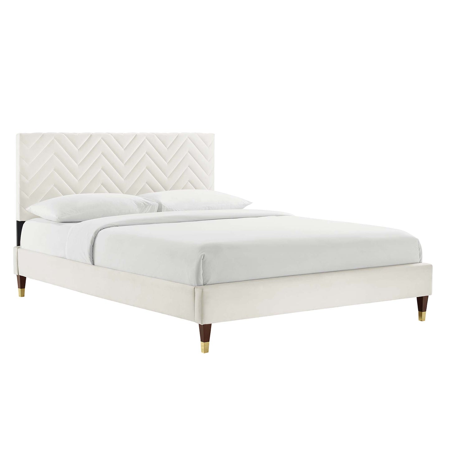 Leah Chevron Tufted Performance Velvet Queen Platform Bed by Modway