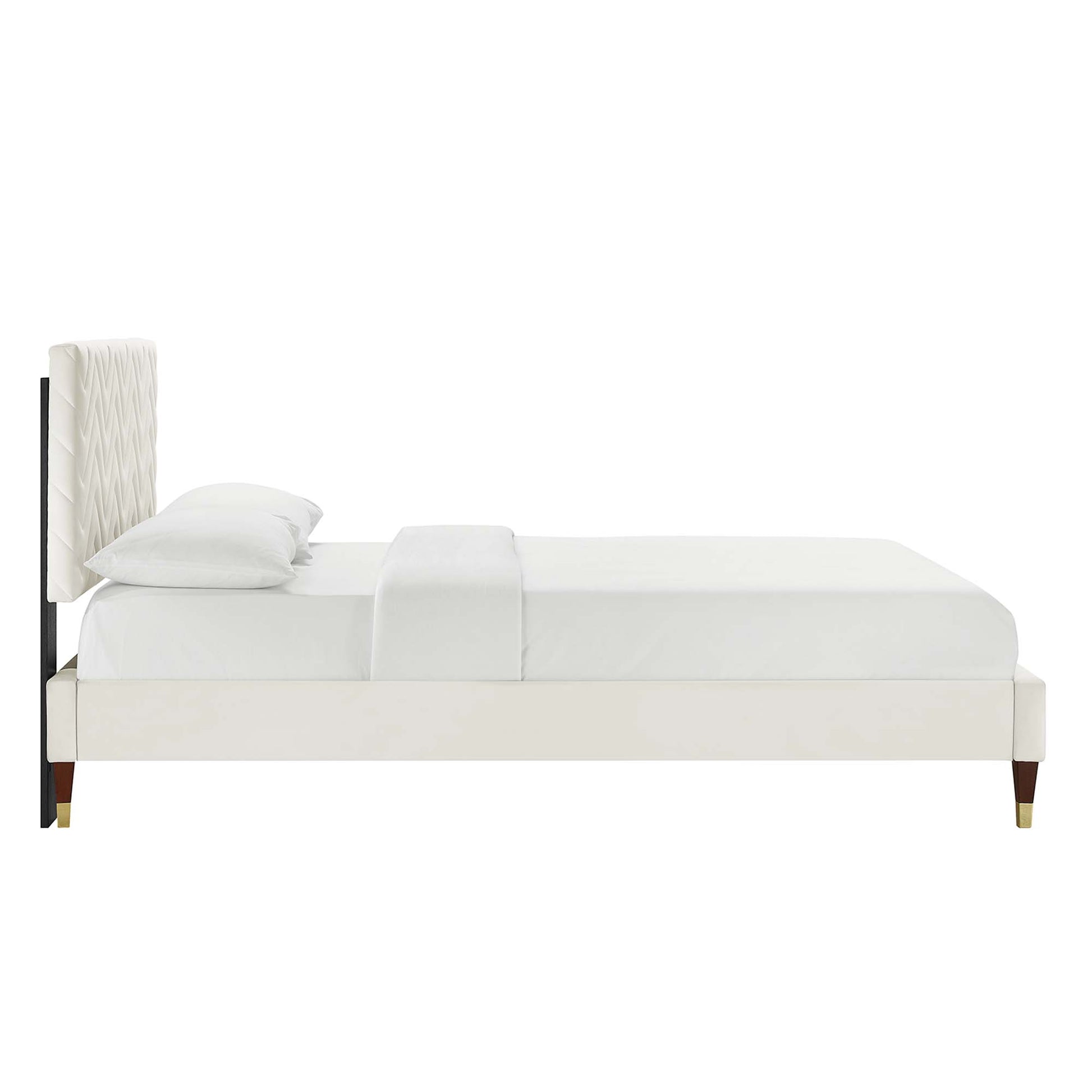 Leah Chevron Tufted Performance Velvet Queen Platform Bed by Modway