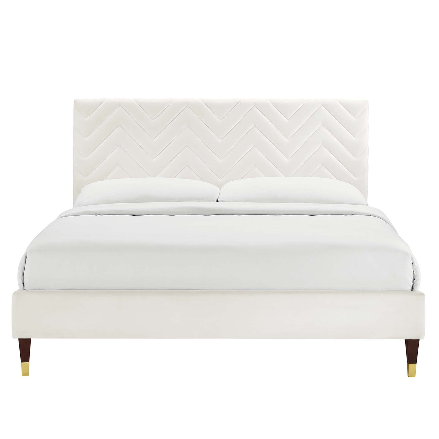 Leah Chevron Tufted Performance Velvet Queen Platform Bed by Modway