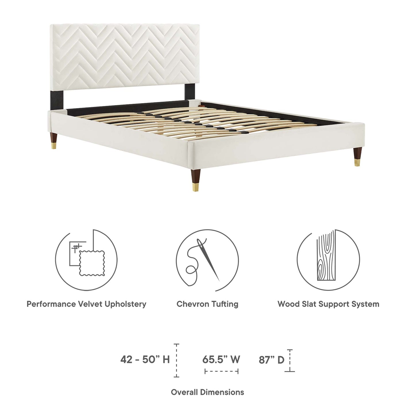 Leah Chevron Tufted Performance Velvet Queen Platform Bed by Modway