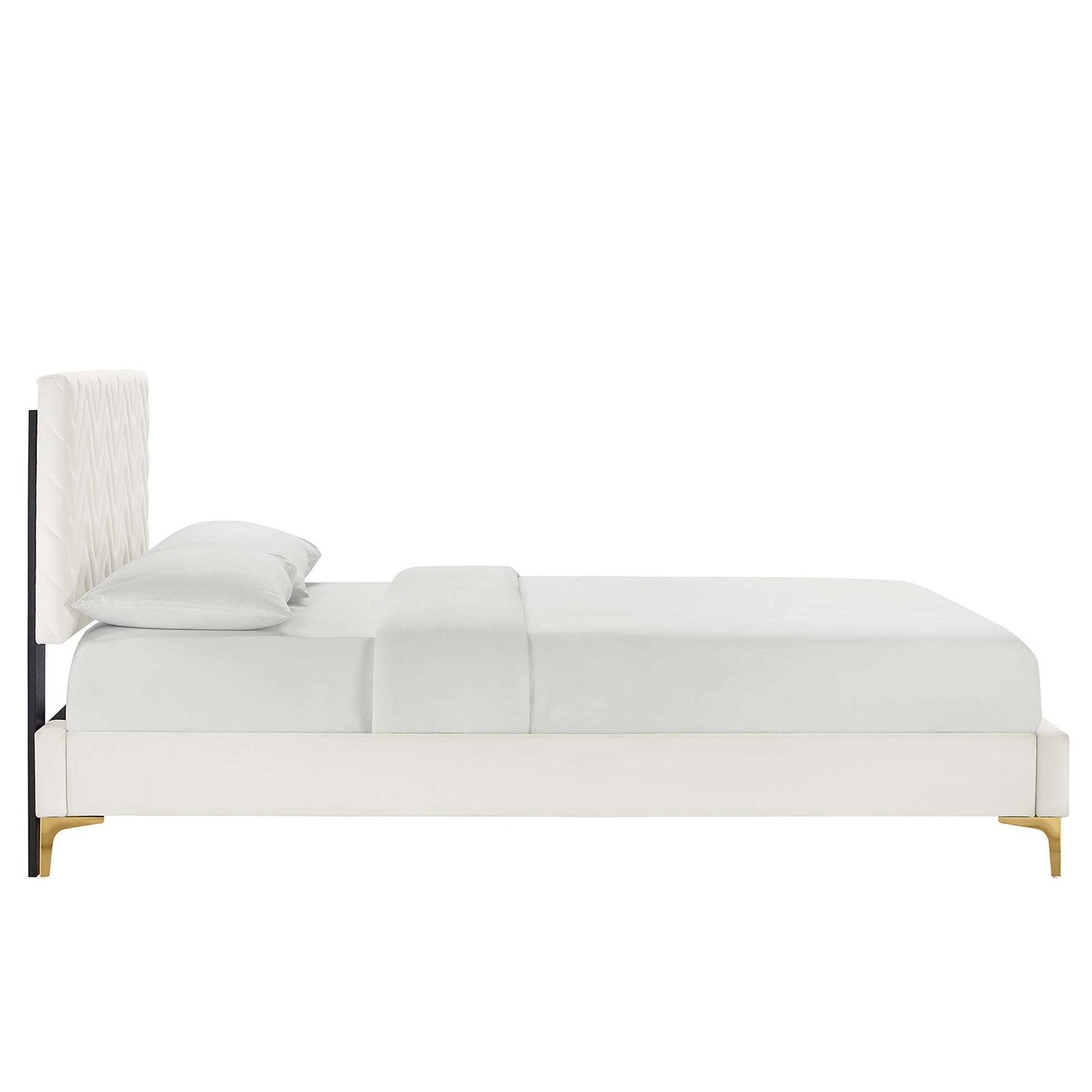 Leah Chevron Tufted Performance Velvet Queen Platform Bed by Modway