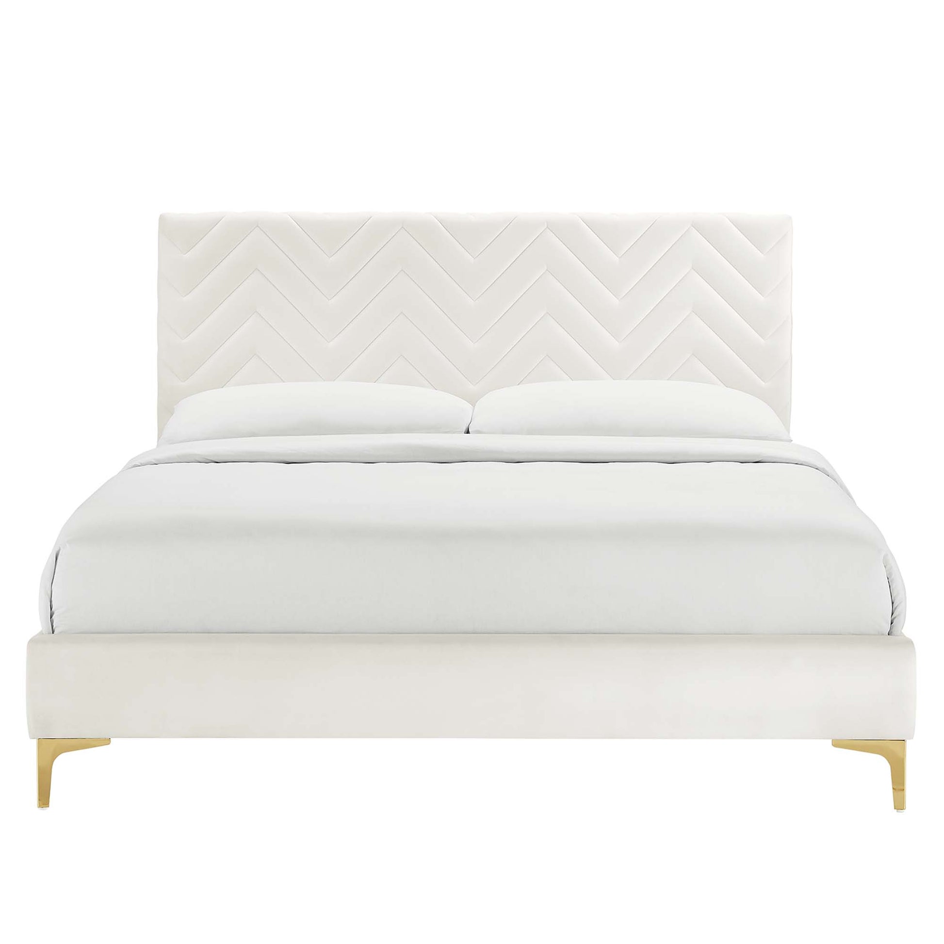 Leah Chevron Tufted Performance Velvet Queen Platform Bed by Modway