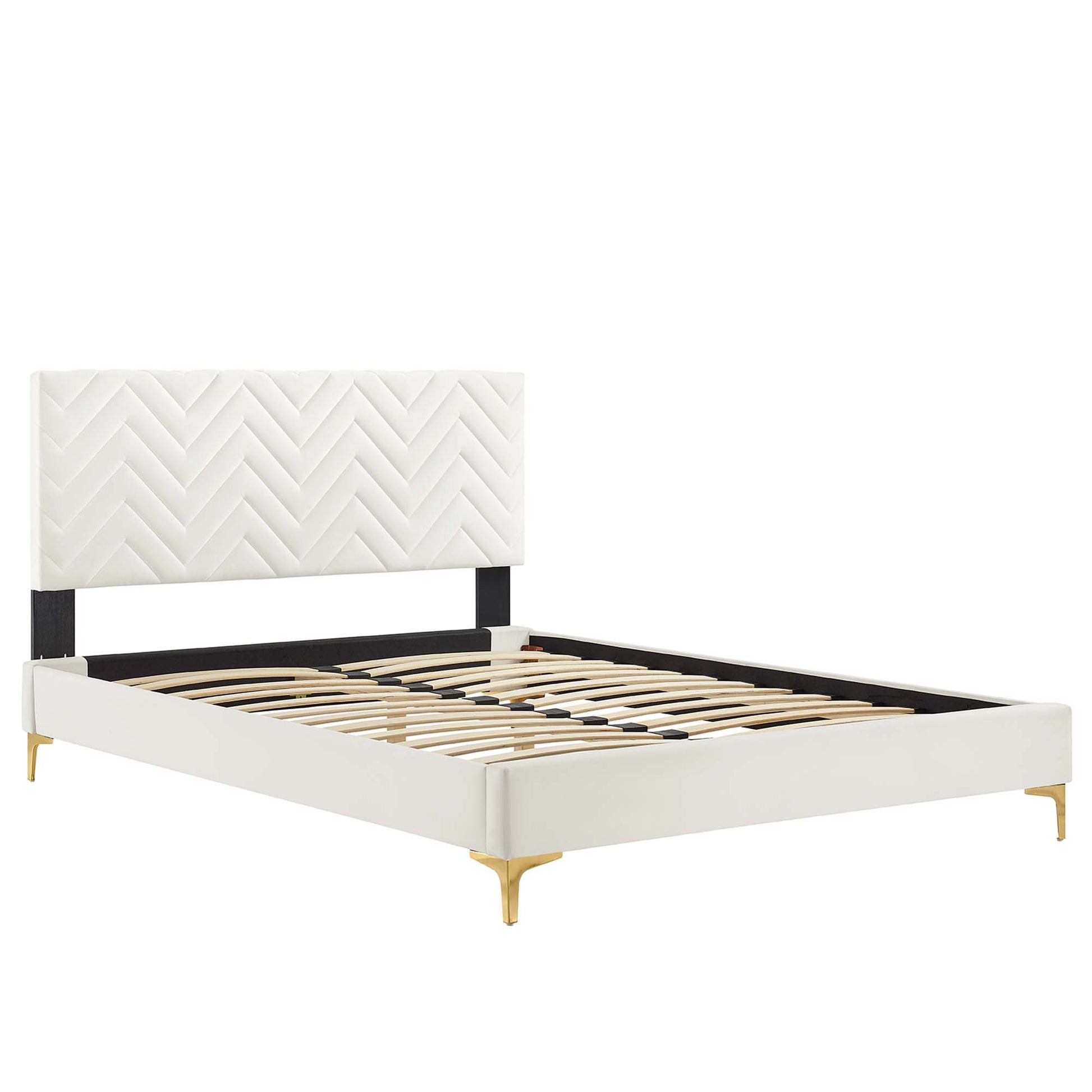 Leah Chevron Tufted Performance Velvet Queen Platform Bed by Modway