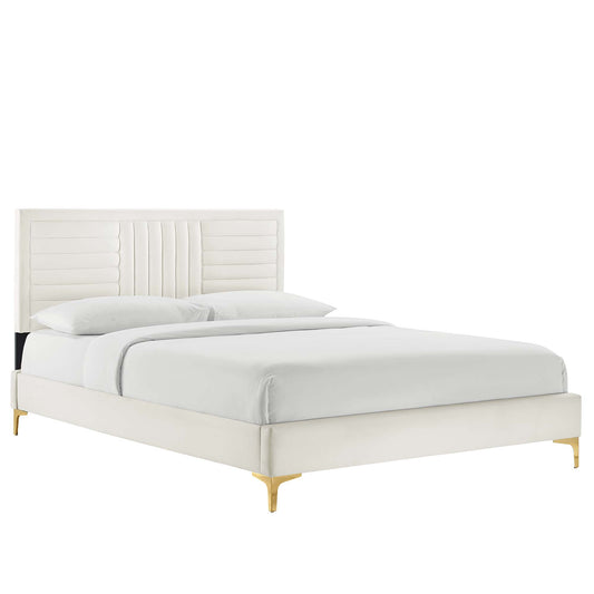 Sofia Channel Tufted Performance Velvet Queen Platform Bed by Modway