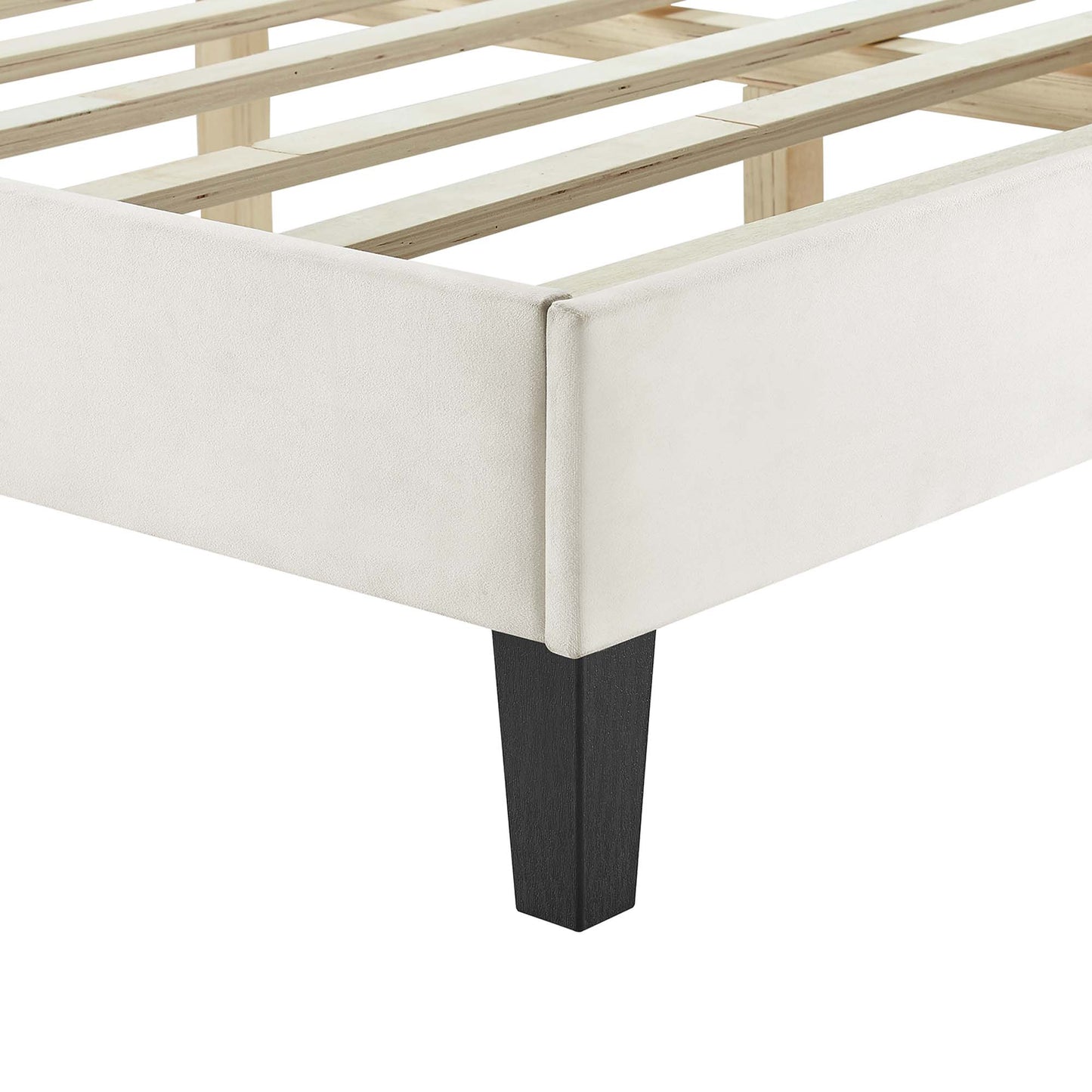Leah Tapered Wood Leg Chevron Tufted Performance Velvet Twin Platform Bed by Modway