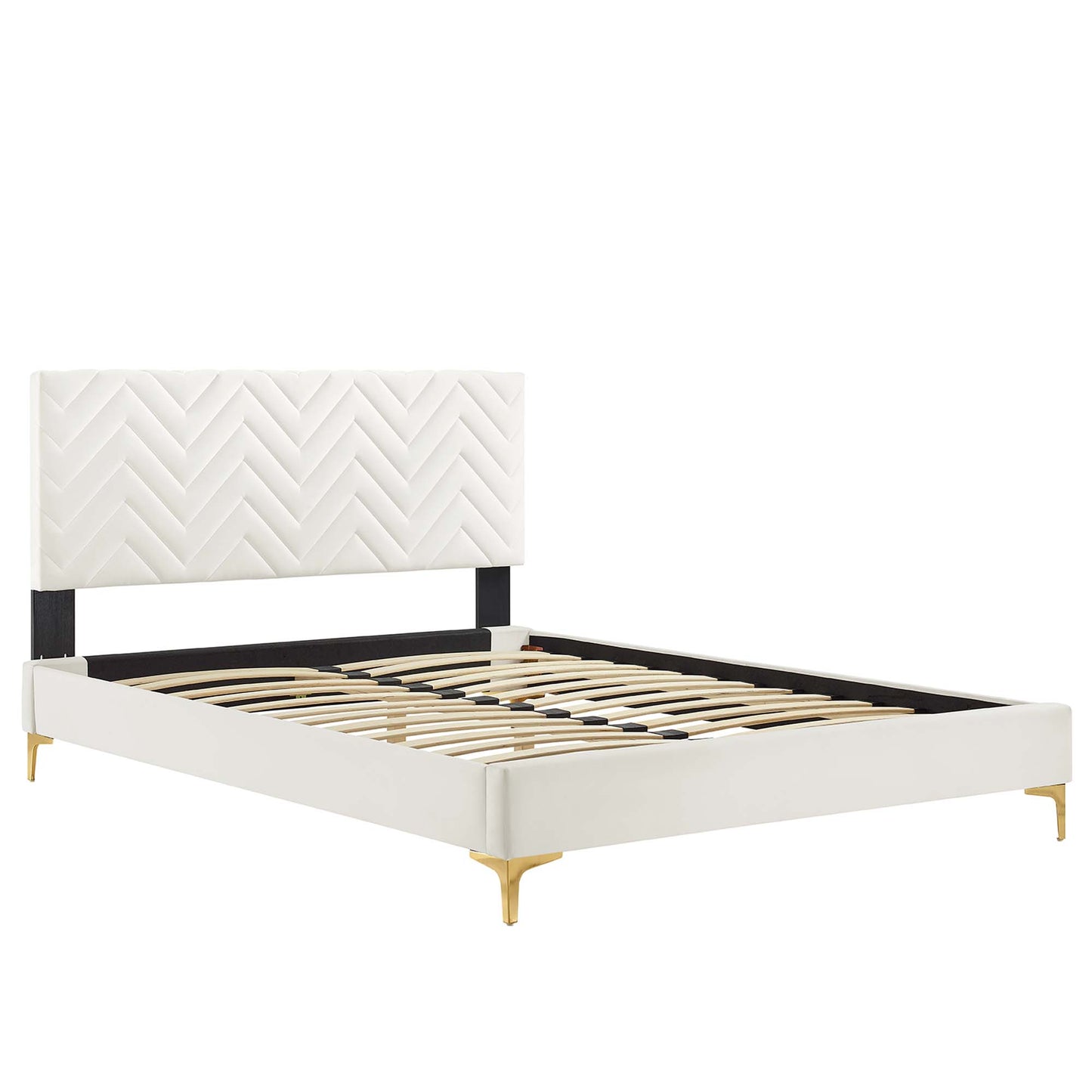 Leah Chevron Tufted Performance Velvet Full Platform Bed by Modway