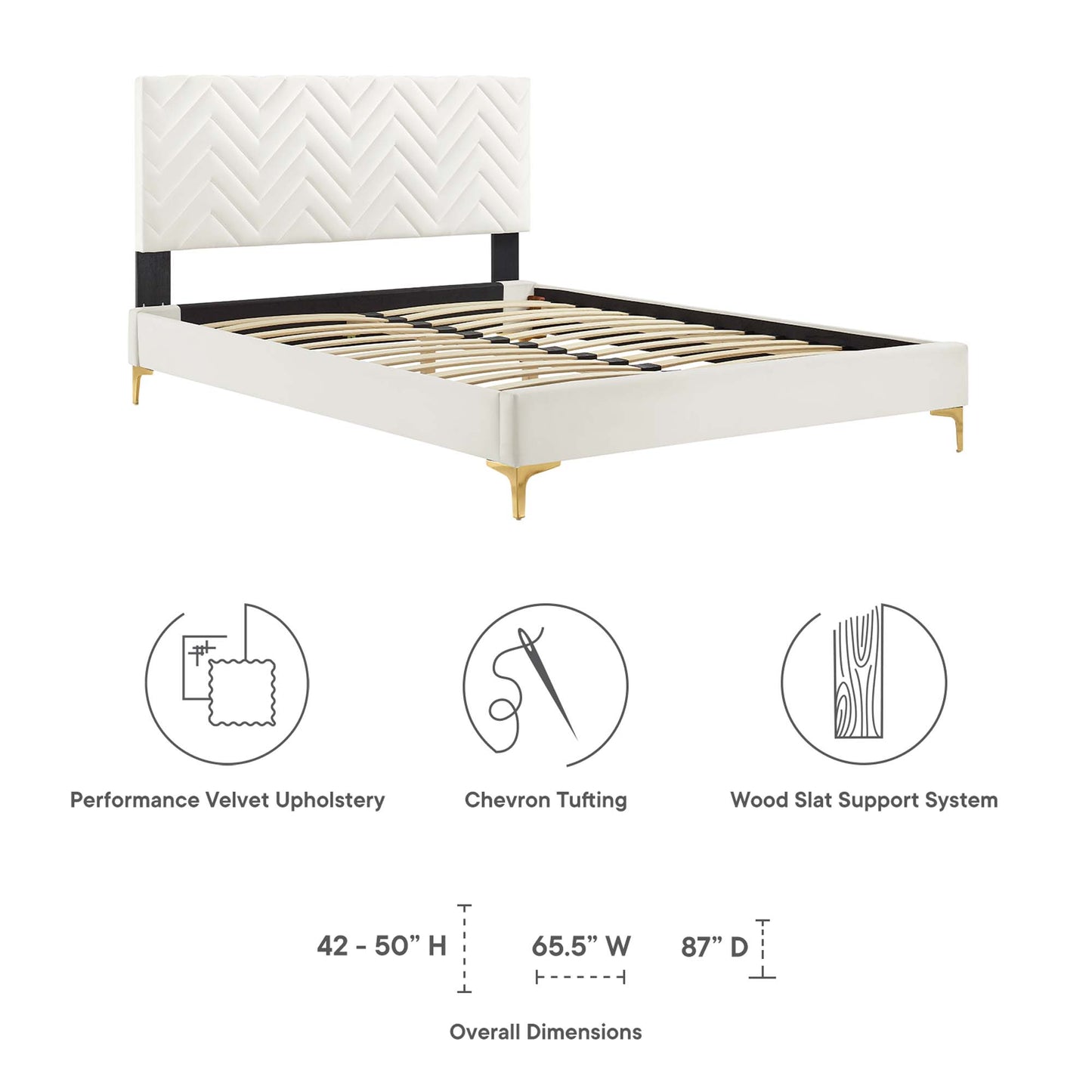 Leah Chevron Tufted Performance Velvet Full Platform Bed by Modway