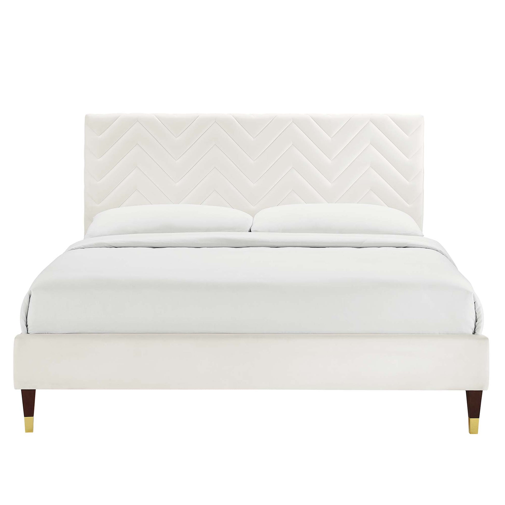 Leah Chevron Tufted Performance Velvet Full Platform Bed by Modway