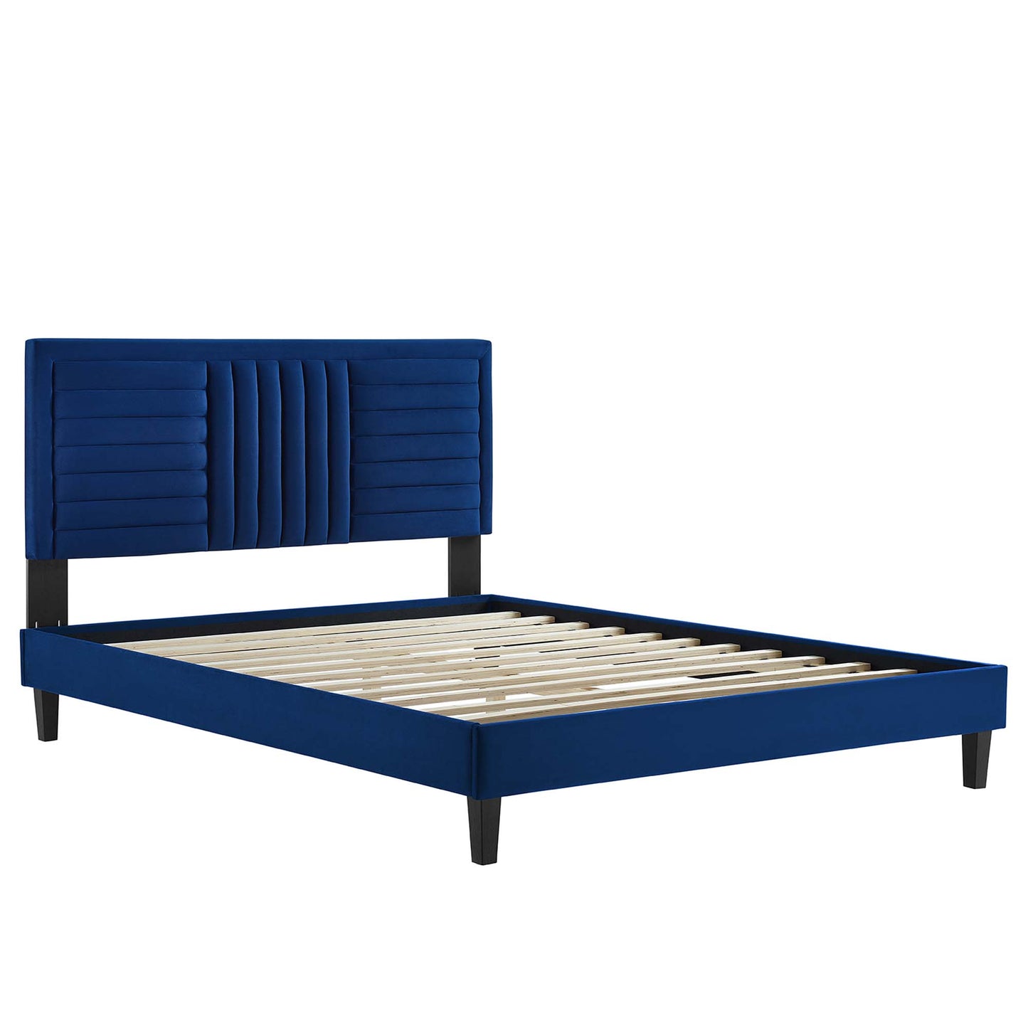 Sofia Tapered Wood Leg Channel Tufted Performance Velvet Full Platform Bed by Modway