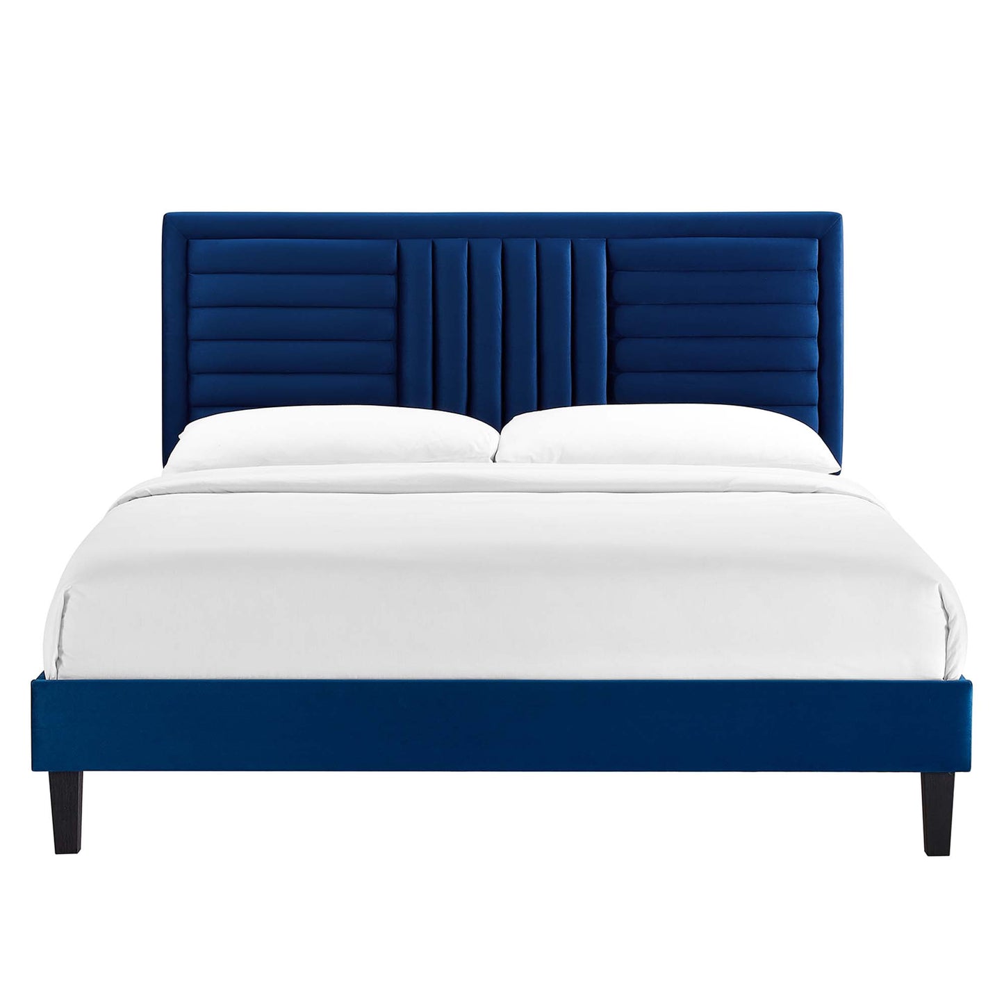 Sofia Tapered Wood Leg Channel Tufted Performance Velvet Full Platform Bed by Modway