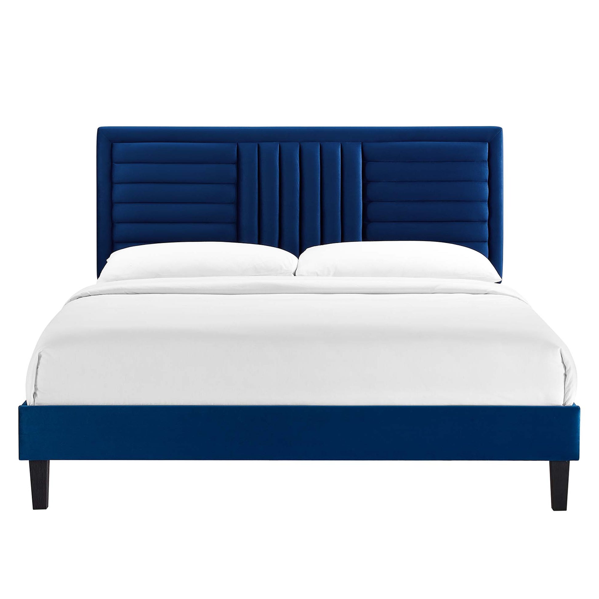 Sofia Tapered Wood Leg Channel Tufted Performance Velvet Full Platform Bed by Modway