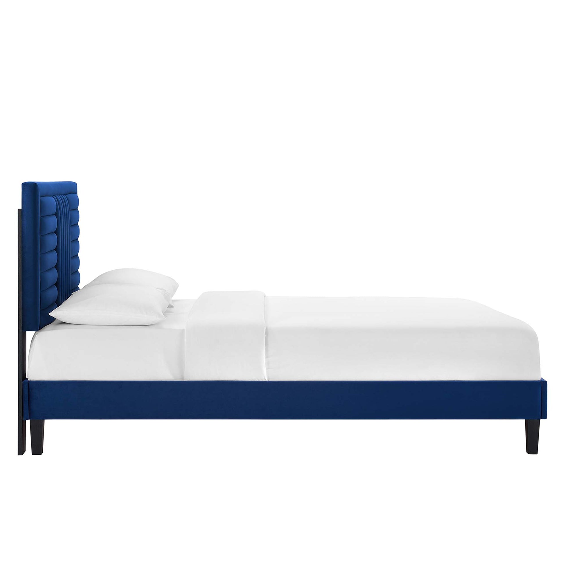 Sofia Tapered Wood Leg Channel Tufted Performance Velvet Full Platform Bed by Modway