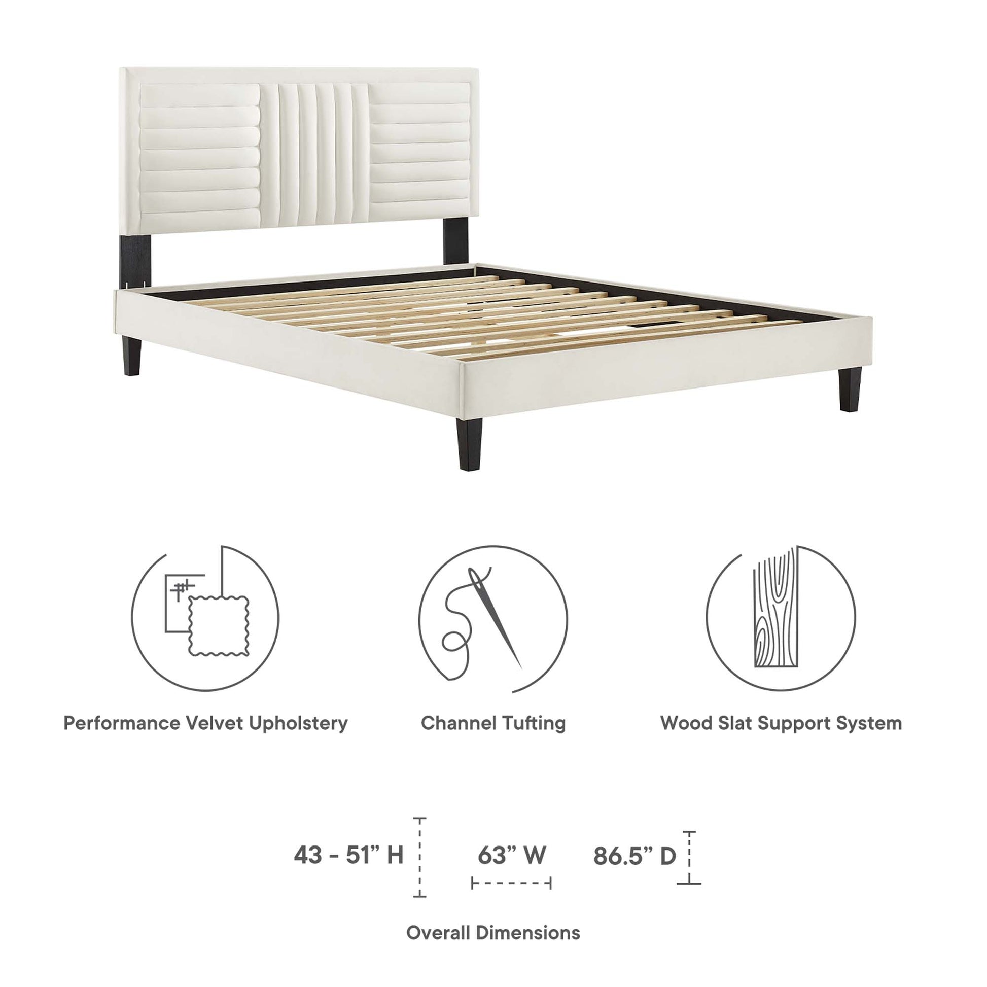 Sofia Channel Tufted Performance Velvet King Platform Bed by Modway