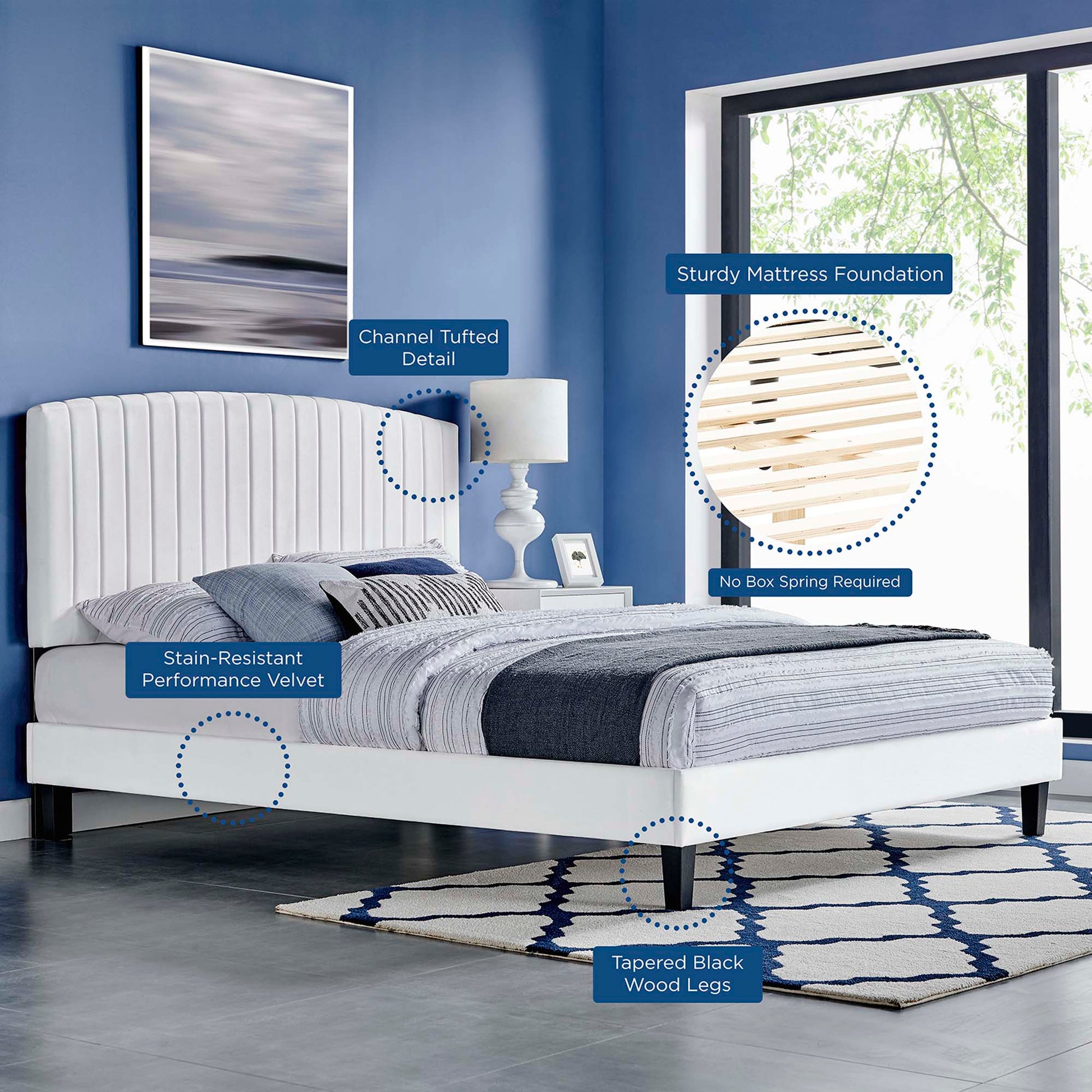 Alessi Performance Velvet Full Platform Bed by Modway