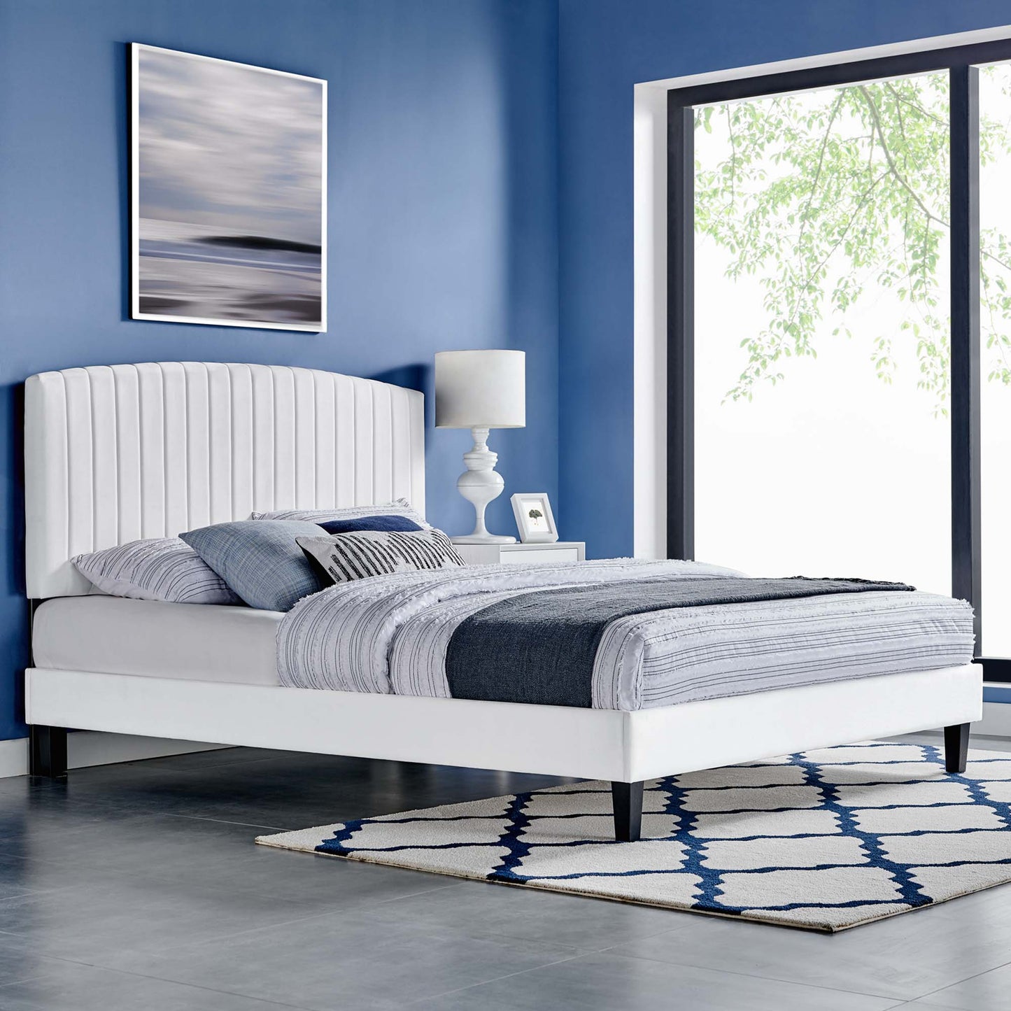 Alessi Performance Velvet Twin Platform Bed by Modway MOD-7041-WHI