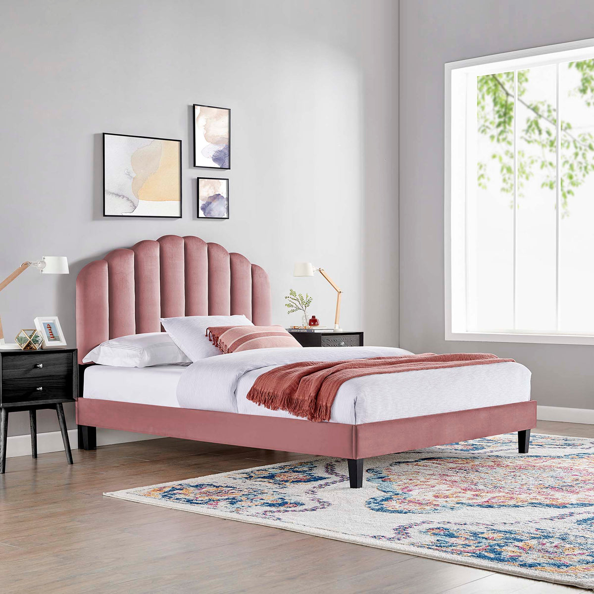 Daisy Performance Velvet Twin Platform Bed by Modway
