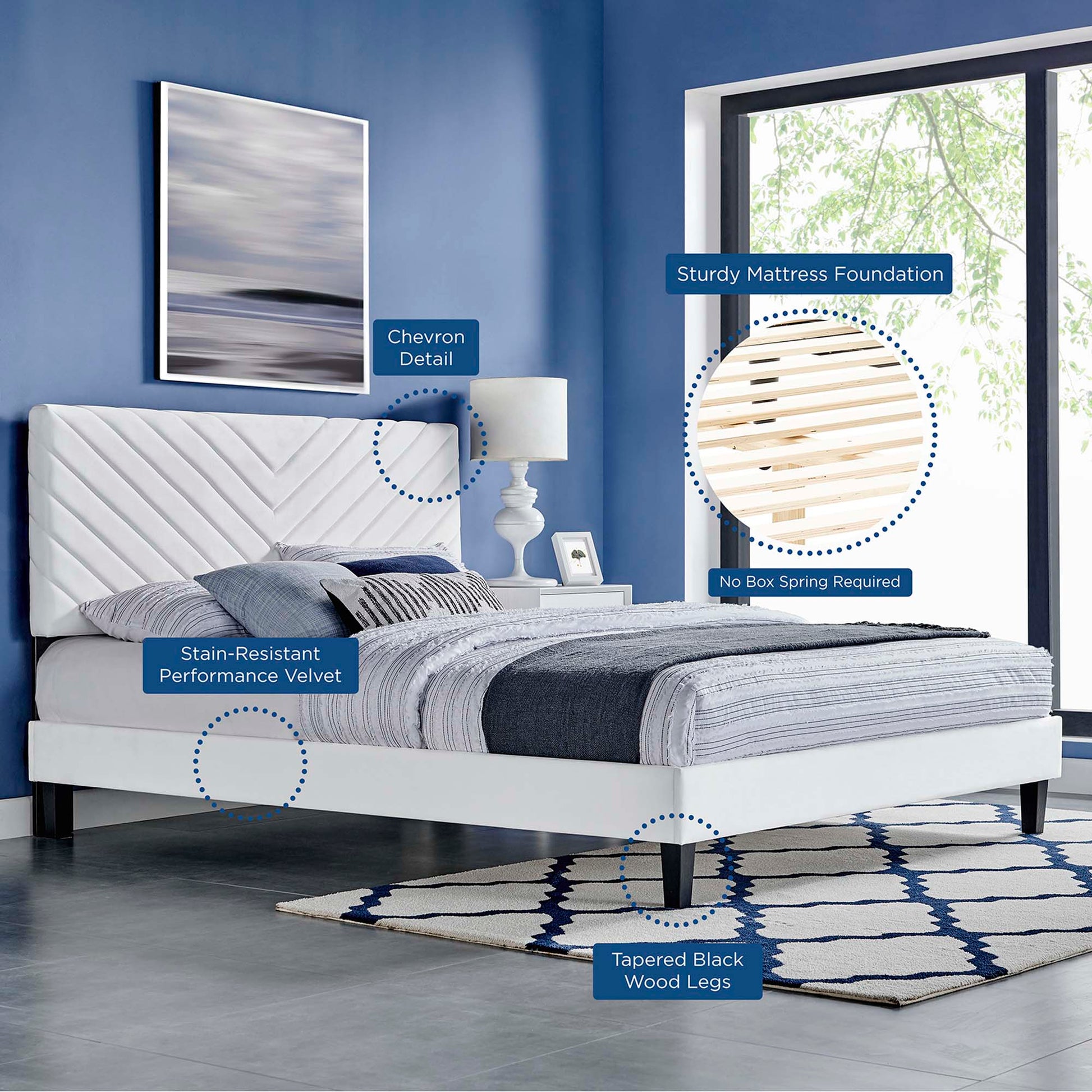 Roxanne Performance Velvet King Platform Bed by Modway
