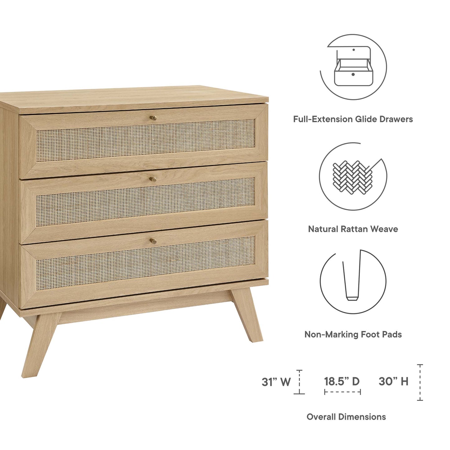 Soma 3-Drawer Dresser by Modway MOD-7051-OAK