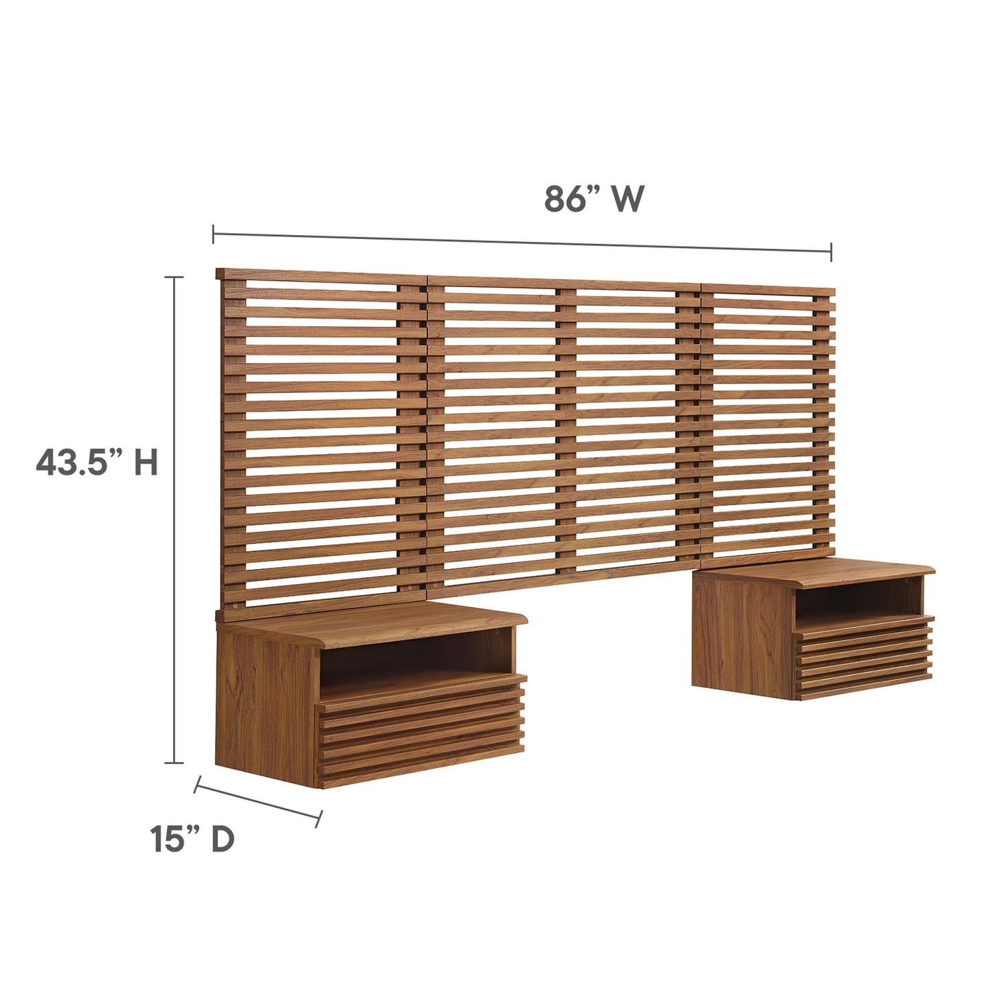 Render Wall Mount Headboard and Modern Nightstands by Modway