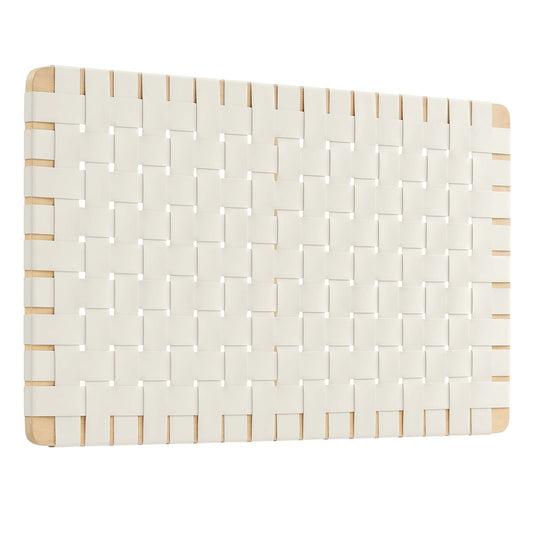 Sparta Weave Wall-Mount Vegan Leather Twin Headboard by Modway Natural Beige MOD-7120-NAT-BEI