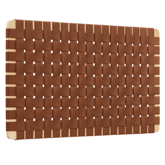 Sparta Weave Wall-Mount Vegan Leather Twin Headboard by Modway Natural Brown MOD-7120-NAT-BRN