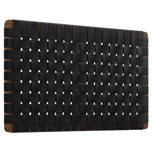 Sparta Weave Wall-Mount Vegan Leather Twin Headboard by Modway Walnut Black MOD-7120-WAL-BLK
