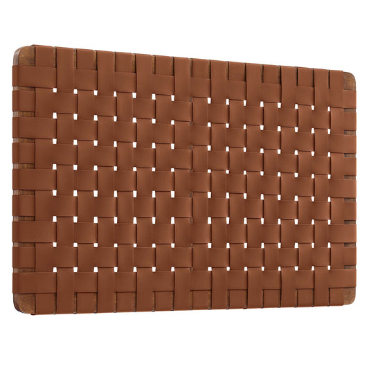 Sparta Weave Wall-Mount Vegan Leather Twin Headboard by Modway Walnut Brown MOD-7120-WAL-BRN